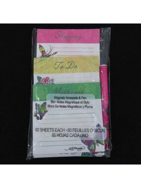 Ed Hardy Magnetic Notepads Pen Lined To Do List Stationary Tattoo Print NEW 2012
